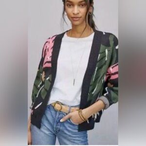 Anthropologie Pink and Green Women's Cardigan